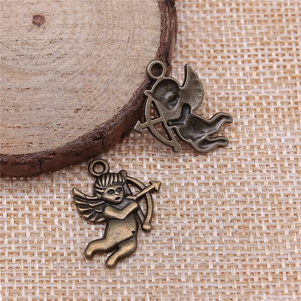 

Charms for Jewelry Making Findings Handmade DIY Craft 20pcs Antique Bronze Color 22x17mm Cupid Eros Charms Pendant