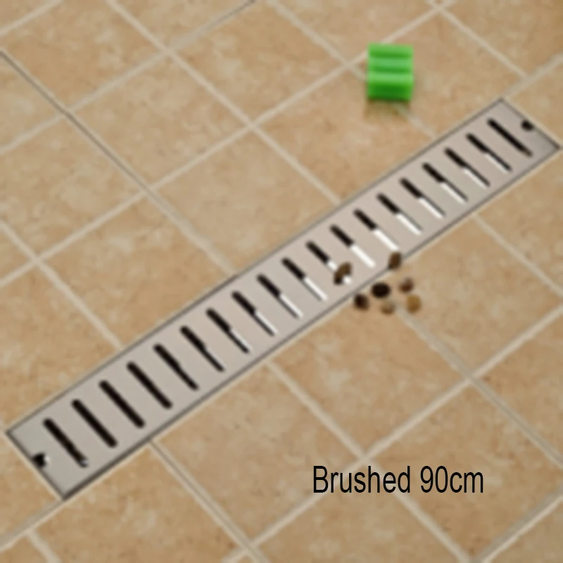 Brushed 90cm Onyzpily Ванная комната сводом и напольным трапом 70/90 см линейный сток Нержавеющая сталь линейный длинный Ванная комната канал керамической плитки caniveau Слива douch - Цвет: Brushed 90cm