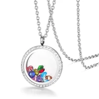 magnetic living memory floating charms locket necklace with birthstones charm pendant necklace for girls gift jewelry