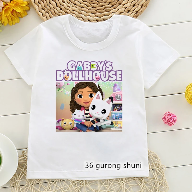 Gabby'S Dollhouse Cat Graphic Print Kids Clothes Summer Tops For Girl T-Shirt Harajuku Shirt Kawaii Teenagers Clothing T Shirt