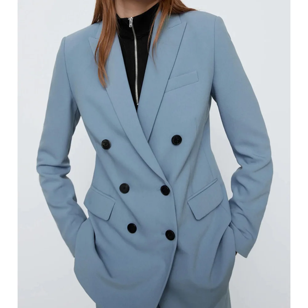 Nuevo 2021 doble Breasted traje de dos piezas para las mujeres de moda elegante mujer Chic traje de chaqueta y pantalones de las señoras de la Oficina Streetwear