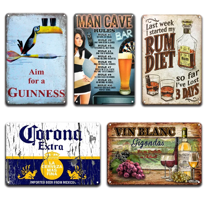 

Corona Cocktail RUM Metal Sign Gift Vintage Pub Kitchen Home Decor Shabby Chic Rules Tin Sign Cafeteria Decoration Accessories