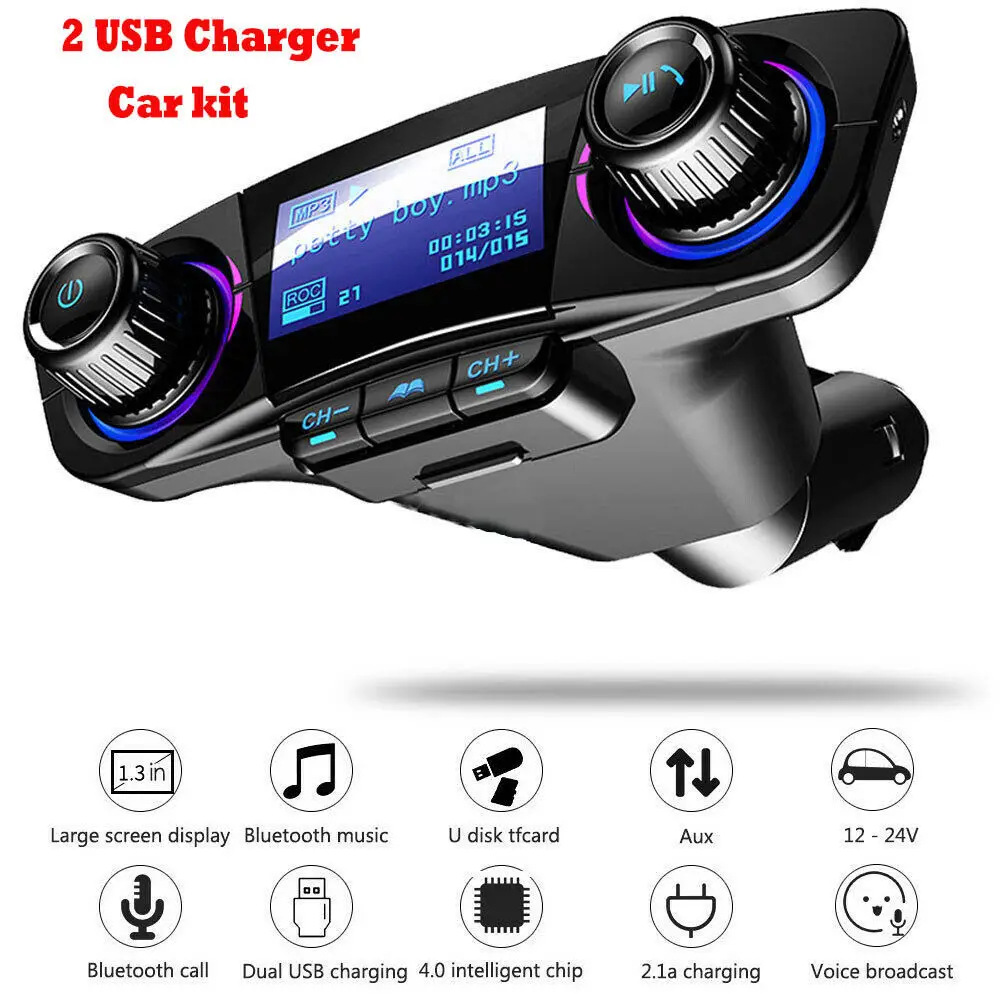 Беспроводной автомобильный FM-трансмиттер с двумя USB-портами - изображение