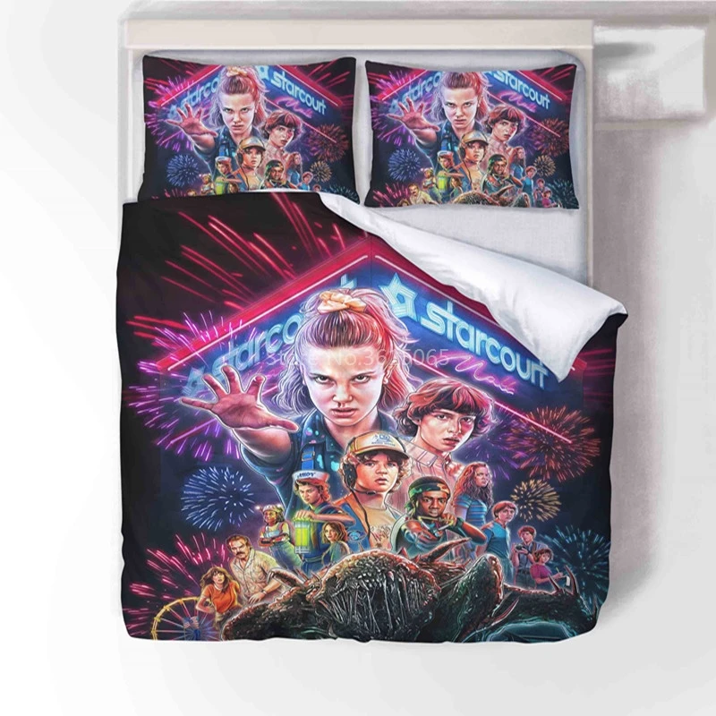 

cartoon 3d Stranger Things pattern bedding set Duvet Cover with Pillowcase Kids/Baby/Child/Boy/Girl Bed Linen Set Bedroom Decor