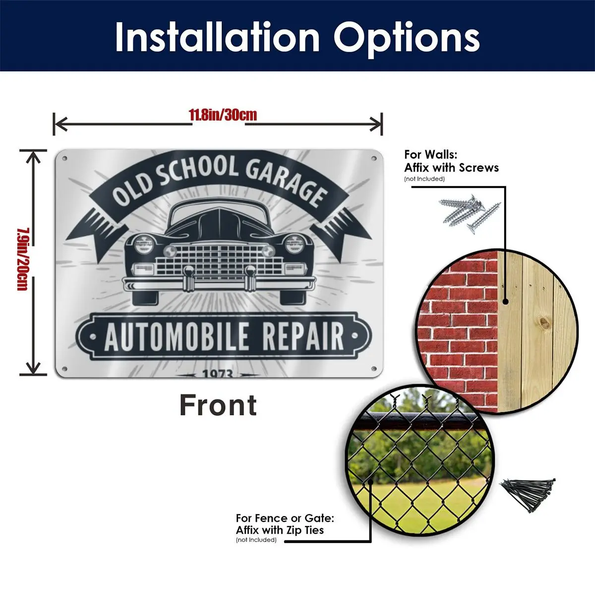 

Old School Garage Sign 11.8*7.9 In One Size Metal Tin Signs For Home Decor