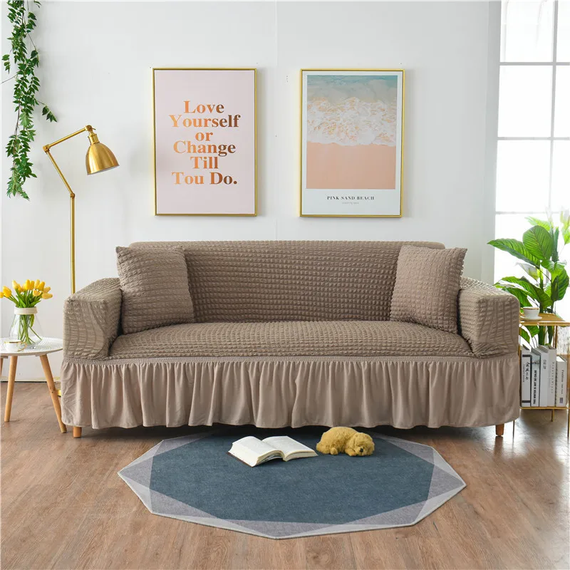 Евро Жаккардовые чехлы для диванов с юбкой мебельные эластичные в гостиную|Чехлы