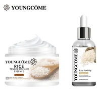 youngcome 2pcslot rice moisturizing cream rice serum rich in vitamins remove blackheads repair relieve dry skin brightening