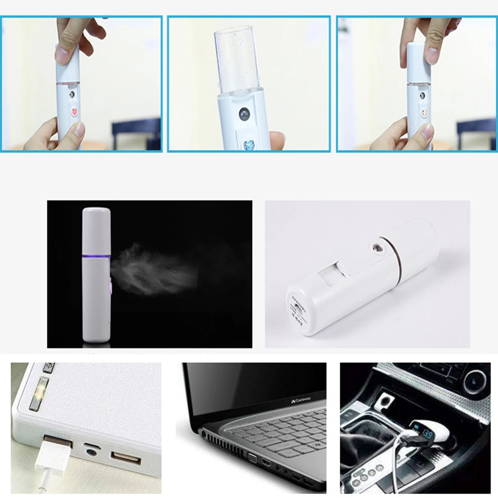 

20ml USB Handy Mist Water Sprayer Facial Steamer Face Cold Sprayer Moisturizing Humidifier Skin Care Tool