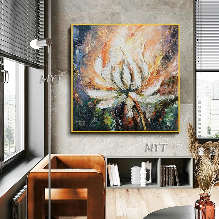 Современная палитра ножей цветов искусство Масляная живопись без рамки Холст