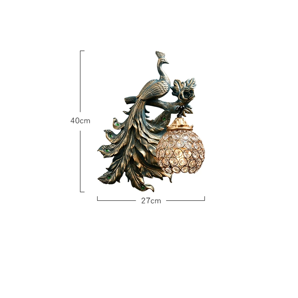 

Vintage Peacock Decor Wall Lamps for Living Room Creative Led Sconce for Dining Room Industrial Indoor Corridor Wall Sconce Lamp