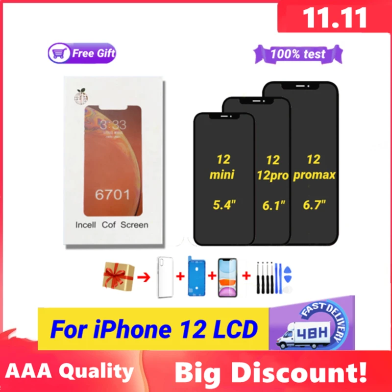 

AAA LCD Pantalla INCELL For iPhone 12 12mini 12Pro 12 PRO Max Lcd Replacement Screen Display Digitizer For iPhone12 LCD Assembly