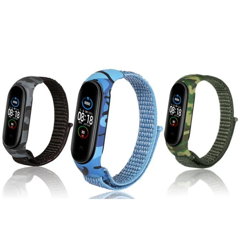 

For Xiaomi Mi Band 5 Sport Strap Replacement Silicone Nylon Watch Band Wrist Straps Camouflage Smart Bracelet for Xiaomi 3 4