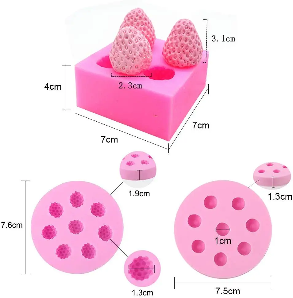 Candle Silicone Mold 3d Strawberry Raspberry Blueberry Form Shape Mould for Fondant Soap Making Mulberry Wax Melts Molds | Дом и сад