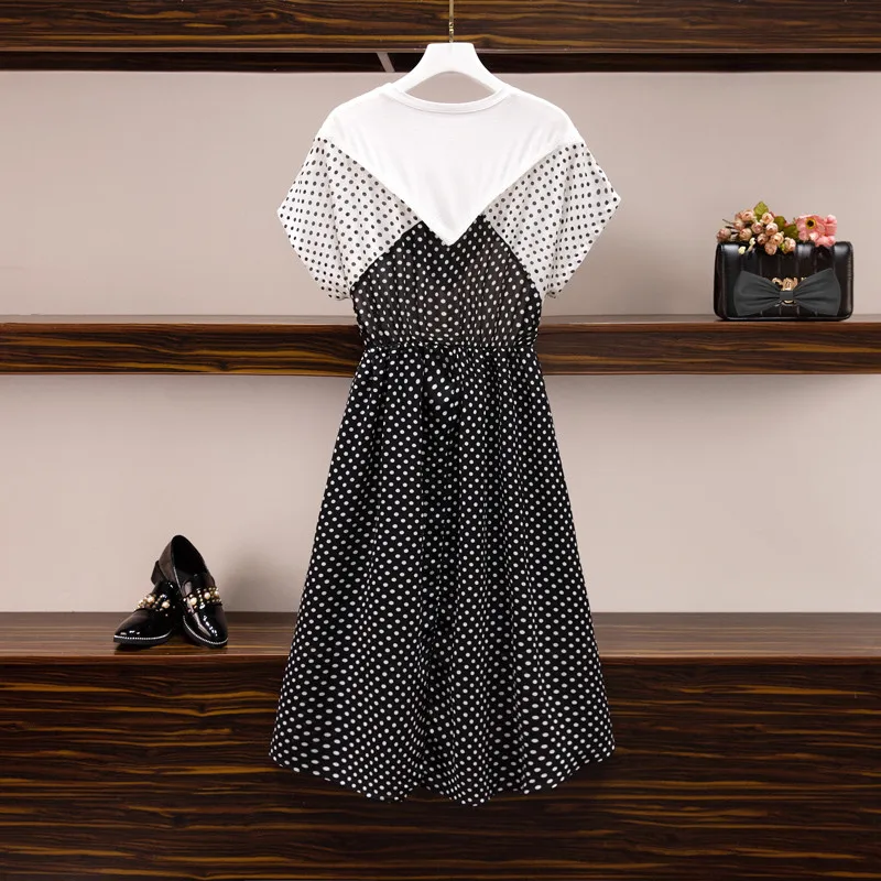 2020 летнее L-4XL женское платье с круглым вырезом короткий рукав пэчворк буквенным