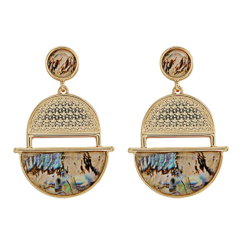 Корейские темпераментные круглые длинные Подвесные серьги из золотой фольги