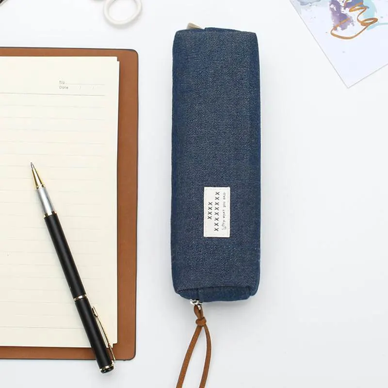 Компактный однотонный чехол для карандашей девочек и мальчиков школьный пенал