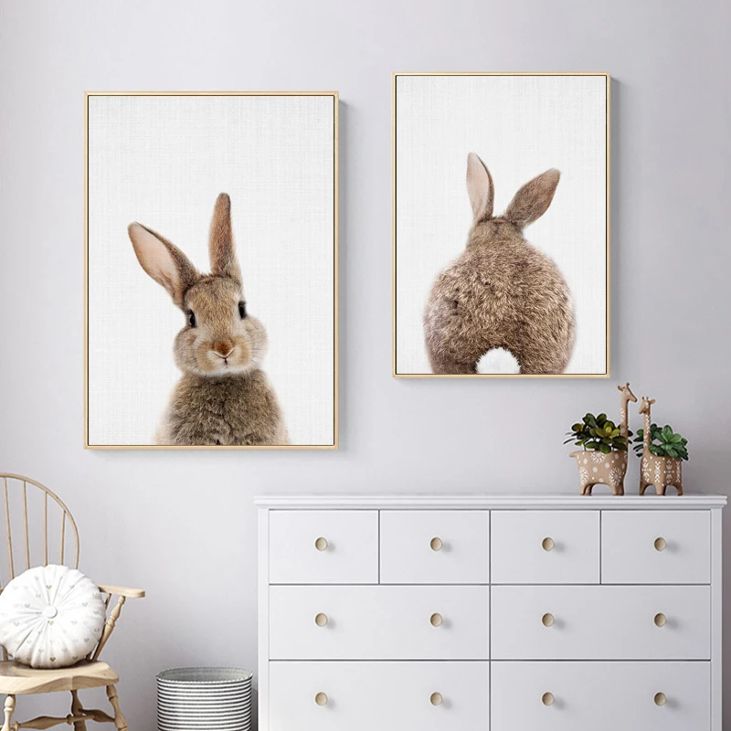 Без рамки принт с кроликом плакат детеныши животных холсты для рисования печать
