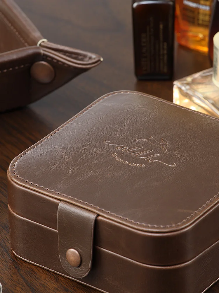 European Style Simple Retro Travel Portable Jewelry Box With Buckle Small Earrings Earrings Jewelry Necklace Storage Box