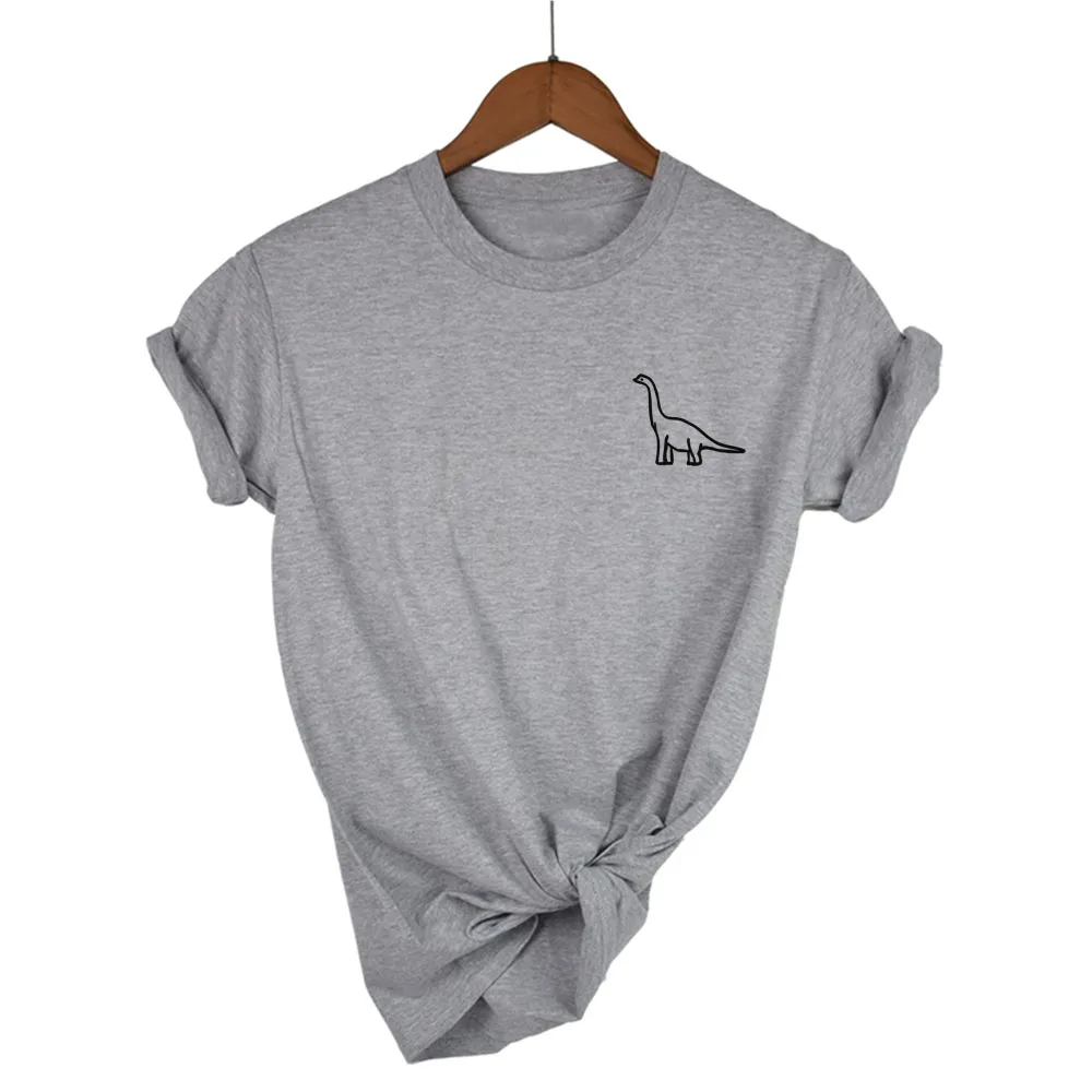 Dinosaurio bolsillo estampado женские футболки Повседневное algodón Hipster divertida camiseta para dama
