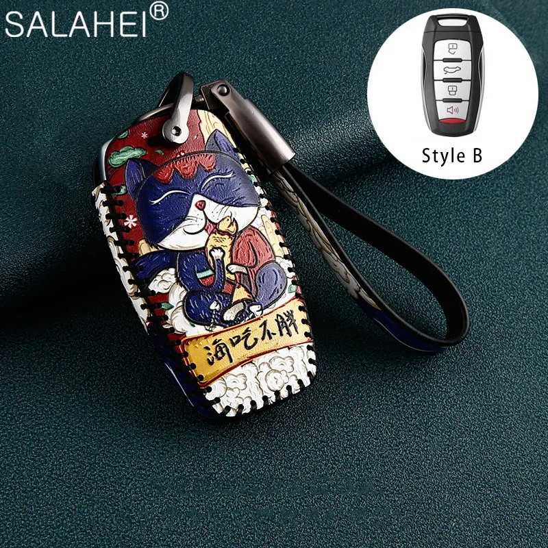 

Colorful Leather Car Key Cover Case Keychain Ring Protection For Great Wall Haval Coupe H7 H8 H9 GMW H6 H2 HAVAL H6 H7 H8 H9 H2S