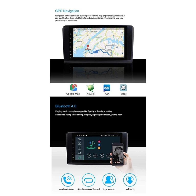 9 дюймов Android 9,0 2+ 16G Автомобильный gps навигация 4 ядра мультимедийный плеер Автомобильный радиоприемник с Bluetooth для Mercedes-Benz класс GL ML W164 ML3