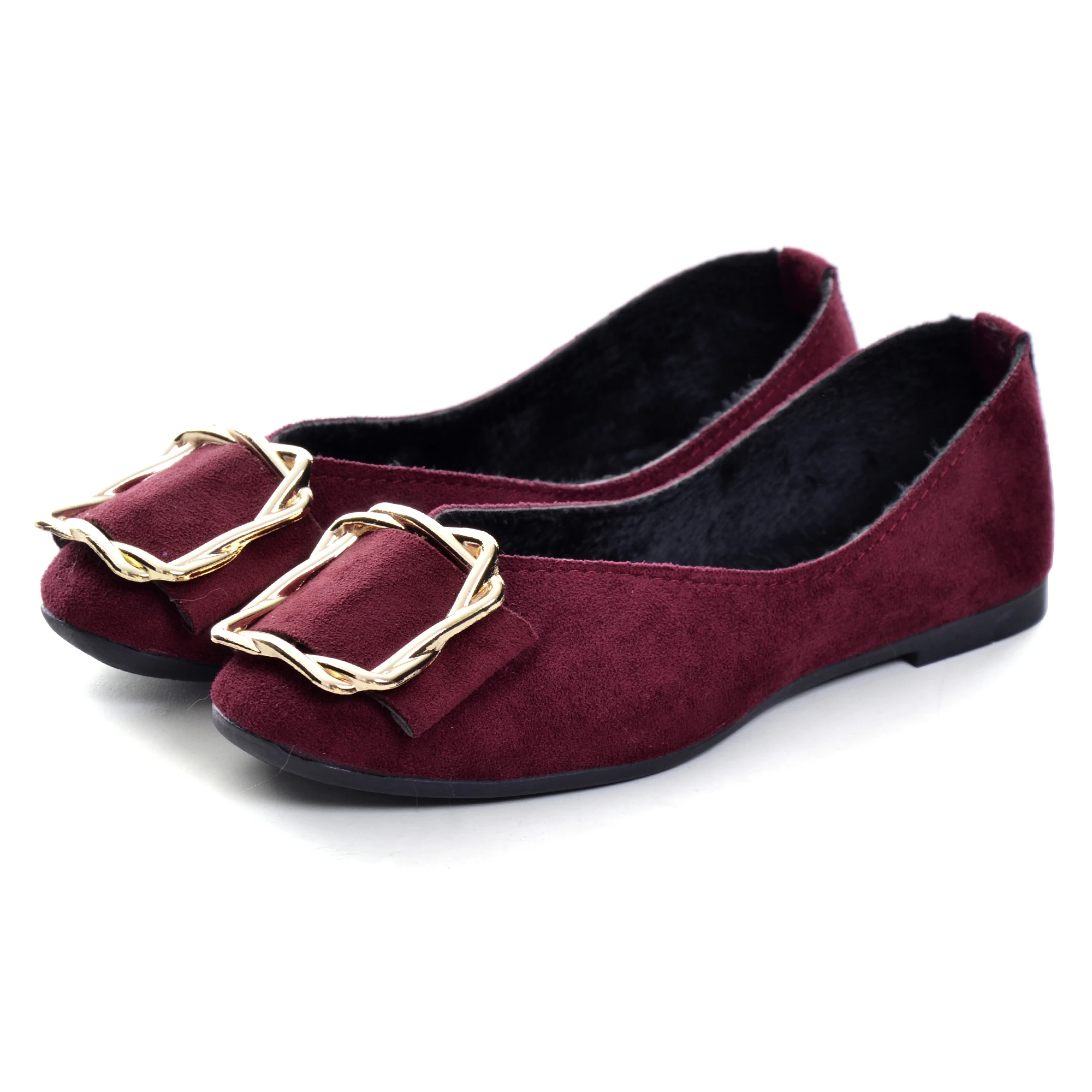 Женские балетки на плоской подошве с металлическим украшением Сезон осень