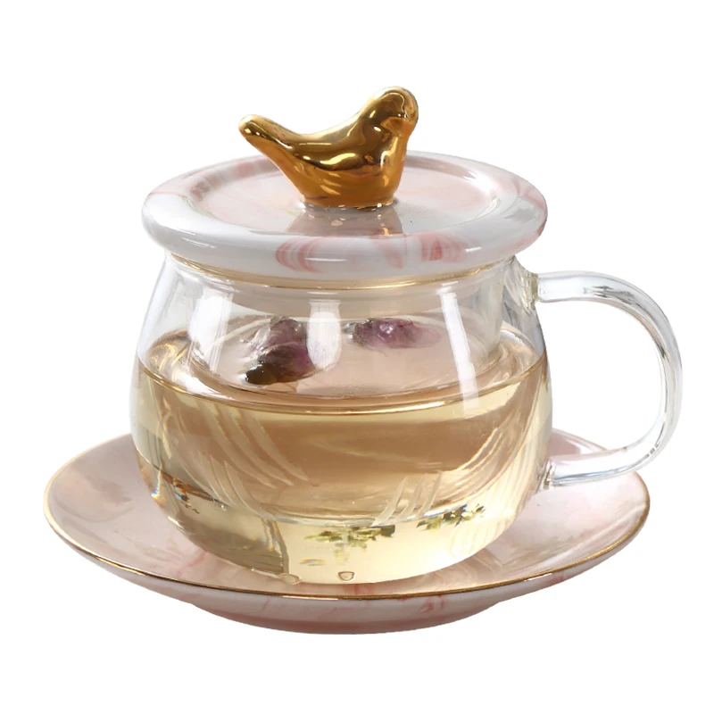 

Marble tea set, glass teapot, water cup, tea set, office flower cup with lid, strainer teapot, kitchen household drinking set