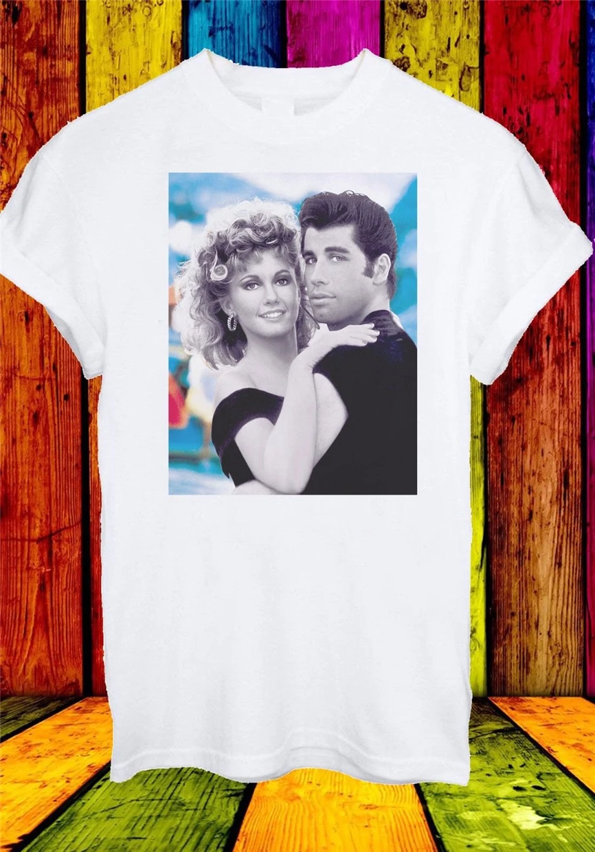 Джон Траволта и Оливия Ньютон жир фильм мужчины женщины унисекс футболка 230 Harajuku