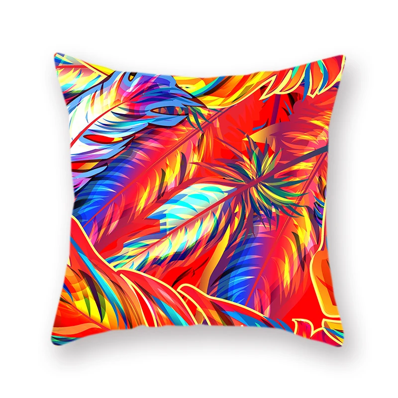 Абстрактные животные перо двусторонний чехол для подушки из полиэстера Фламинго