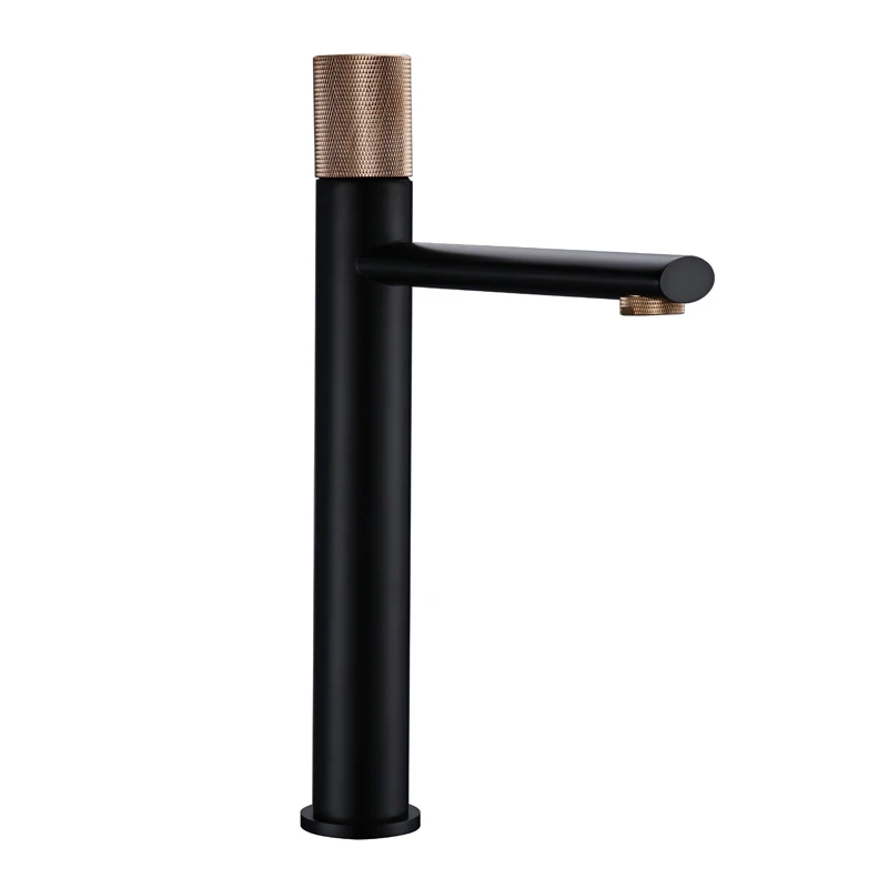 Black Rose Gold Tall Smesiteli матовый черный и золотой кран с розами на бортике латунный Высокий кран для ванной комнаты смеситель горячей и холодной воды кран - Цвет: Black Rose Gold Tall