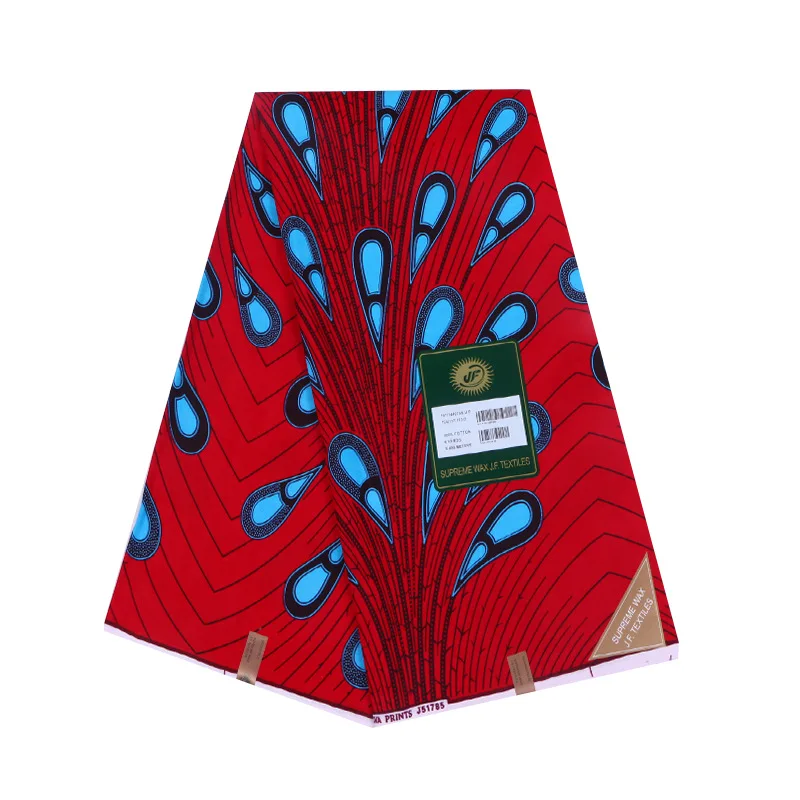 Африканская восковая ткань с красными перьями для платья 100% хлопок Гана Анкара