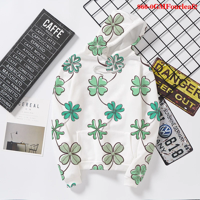 

Funny Hoodies Four Leaf Clover 3D Print Sweatshirt Streetwear Women Clothing Fashion Cllthes Spring Tops Four Leaf Clover Hoodie