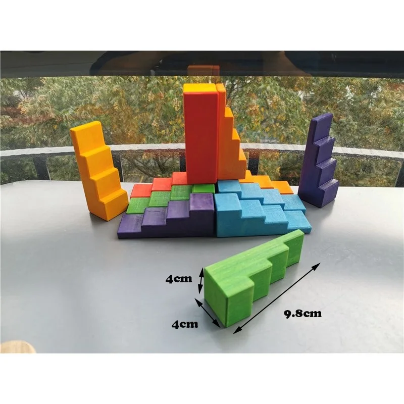 

Kids Wooden Toys Rainbow Stairs Basswood Wood Pastel Stackable Blocks Creative Matte Montessori Toy
