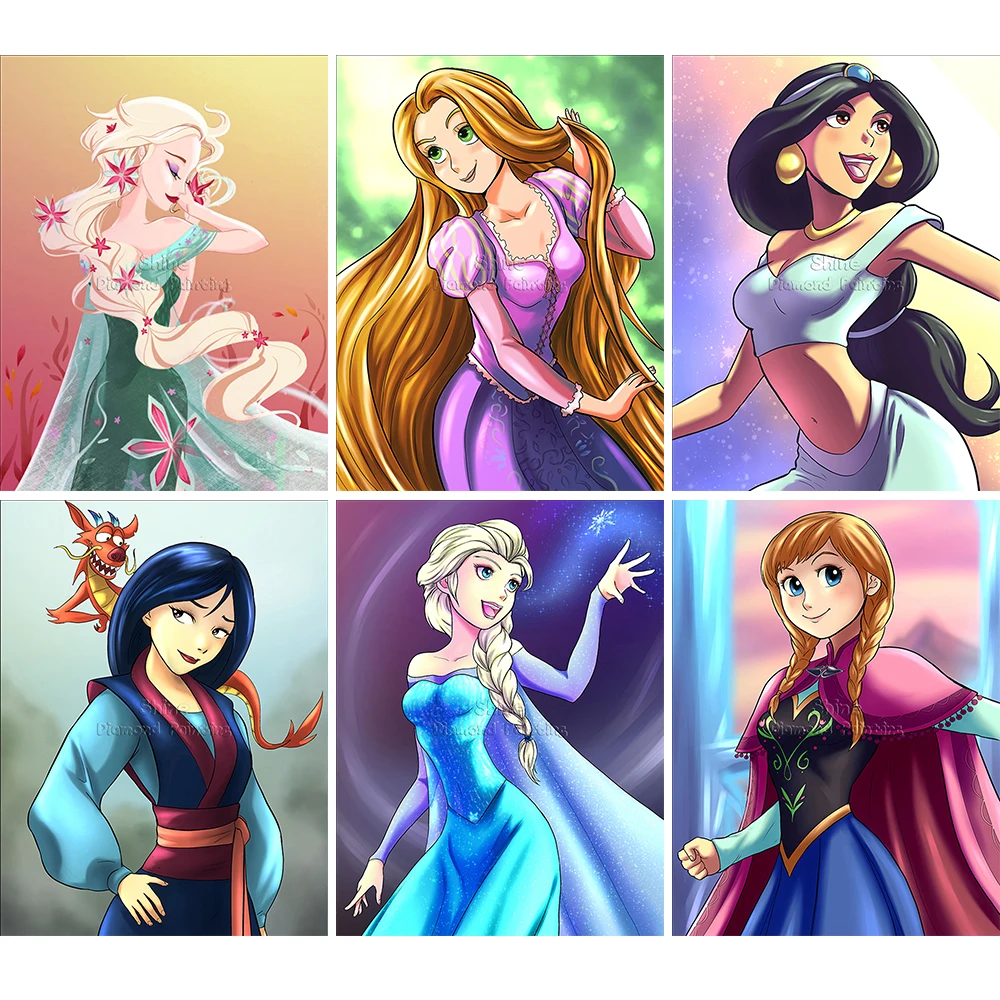 Diamond Painting Disney Princess Image Full Square Round Cartoon 5D DIY Gift Embroidery Cross Stitch Children Mosaic Home Decor