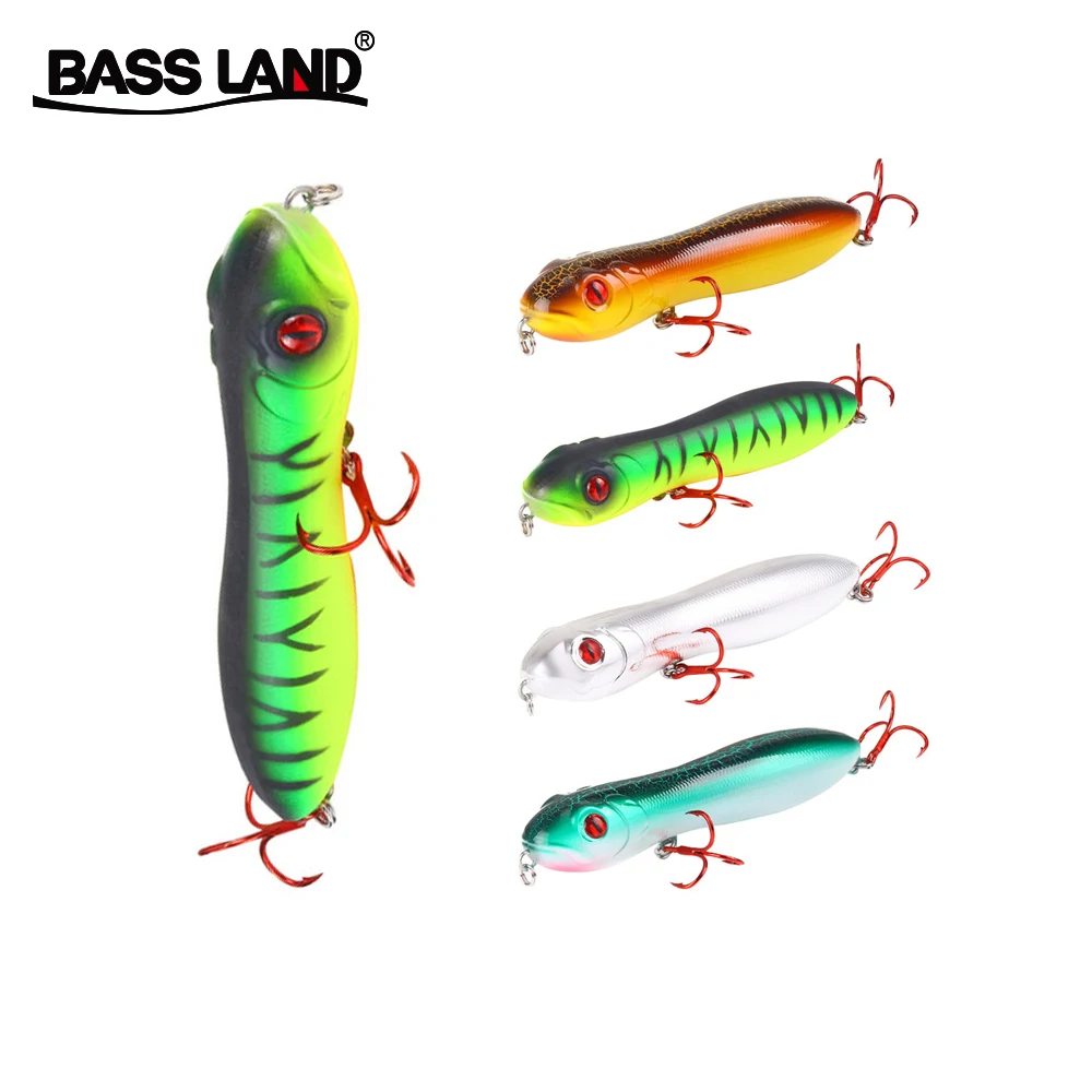 Bassland bullet pencil hard bait top water loud noise wobblers freshwater fishing lure Crazy snake head spinning surfaace darter | Спорт и