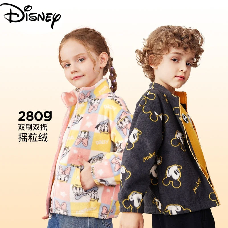 

Куртка для девочек с Микки Маусом Disney, детская одежда на осень и зиму, Детские повседневные топы из флиса в западном стиле для мальчиков и де...