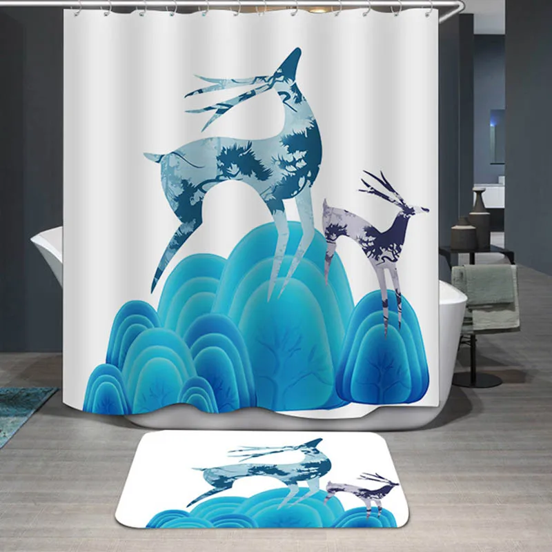 Водонепроницаемая занавеска для душа из полиэстера с 3d цифровым принтом павлина