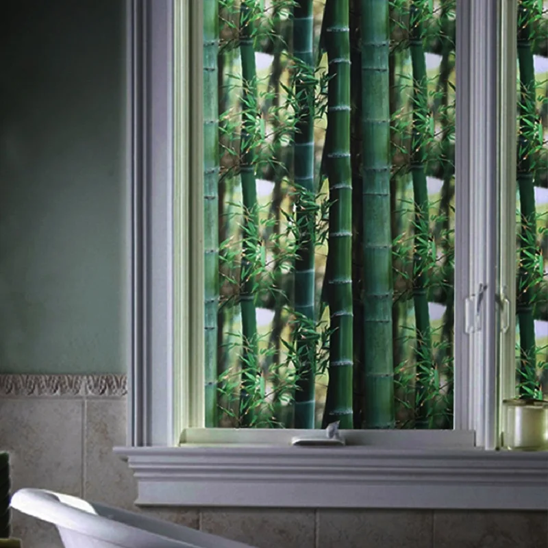 

Green Bamboo Glass Sticker Static Cling Thermal-Insulation Privacy Protection Drop-Shipping Reusable Removable Window Decoration