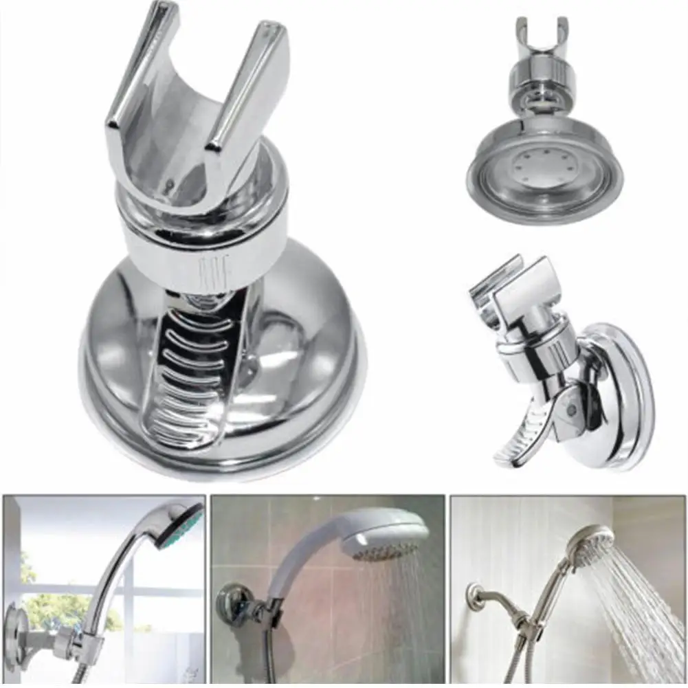 

Shower Head Holder Rack Chrome Bath Wall Mounted Adjustable Cup Suction Accessory Bracket Bathroom L5Q0