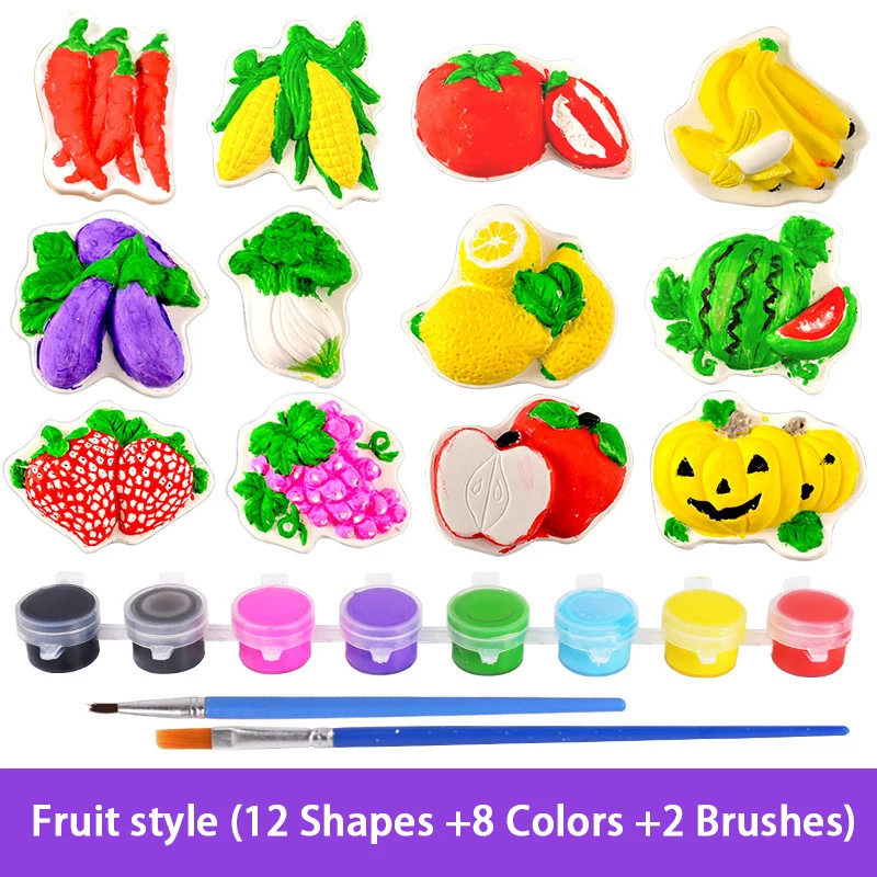 Fruit 15 шт., детская Милая мультипликационная гипсовая картина, сделай сам, раскраска, искусство, ремесла, для детей, Обучающие игрушки, подарки - Цвет: Fruit