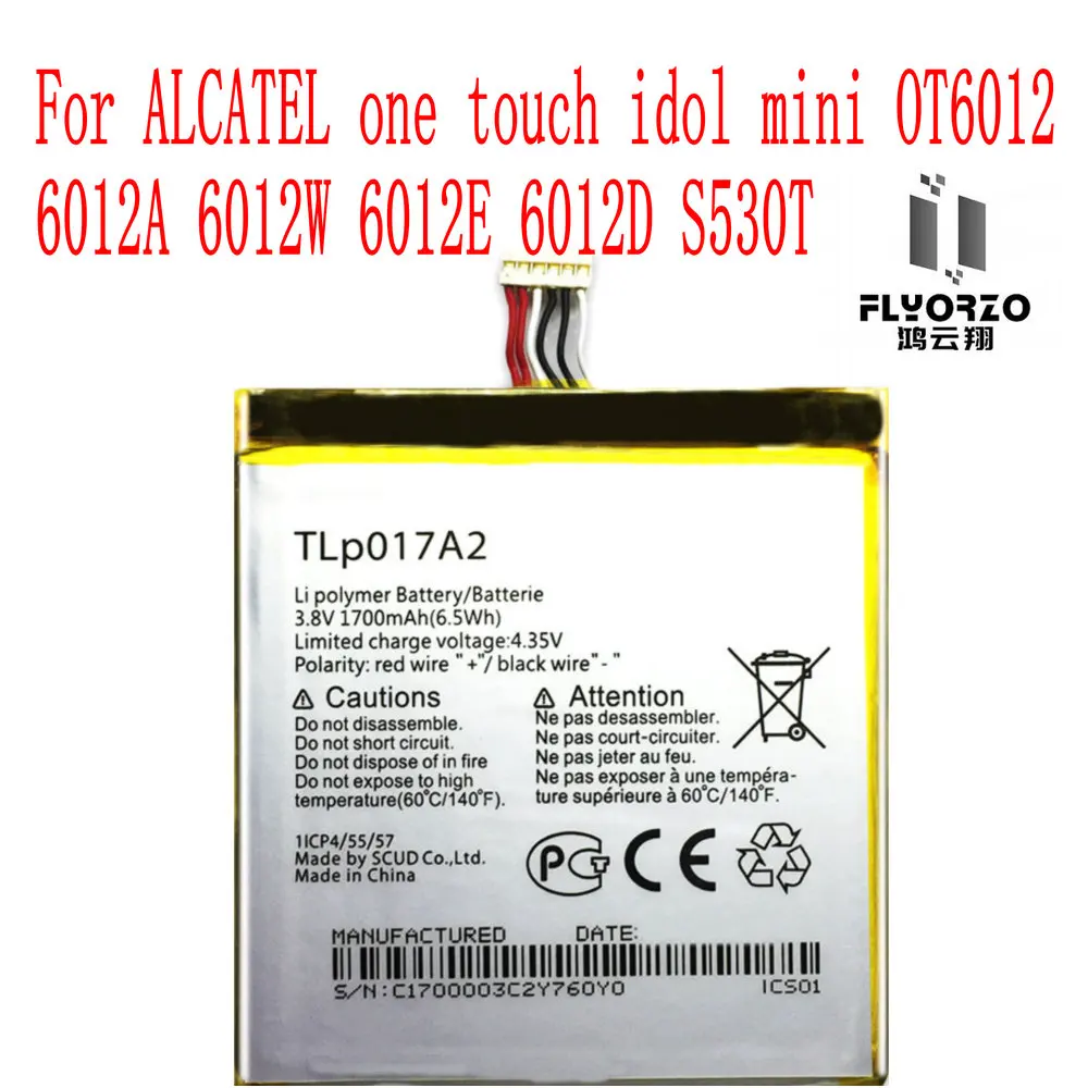 Высококачественный аккумулятор 1700 мАч TLp017A2 для сотового телефона ALCATEL one touch idol mini