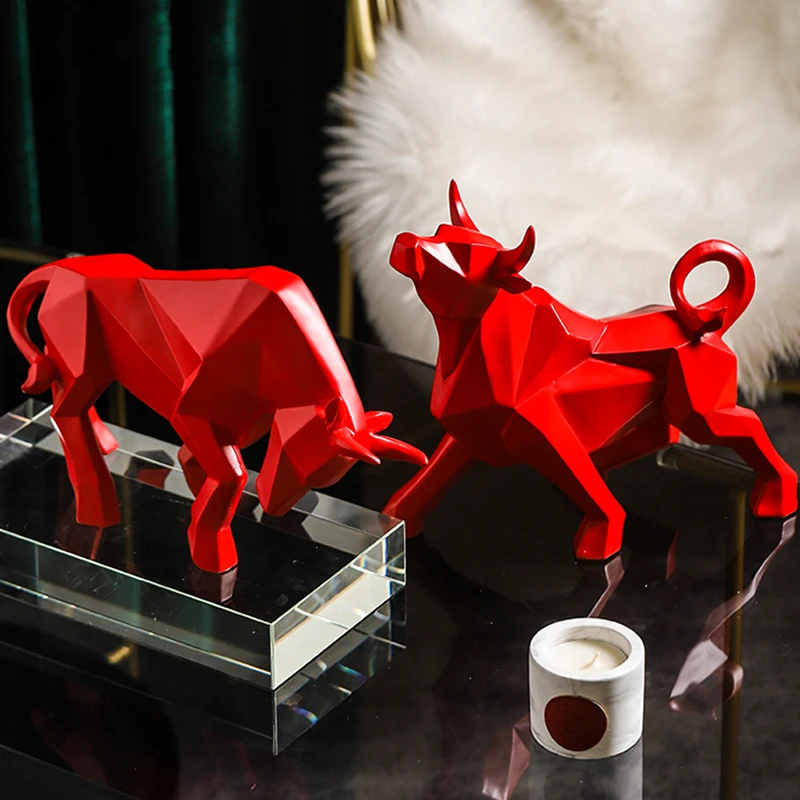 Фигурки быка арт геометрической формы Резина Bison Скульптура животных украшения