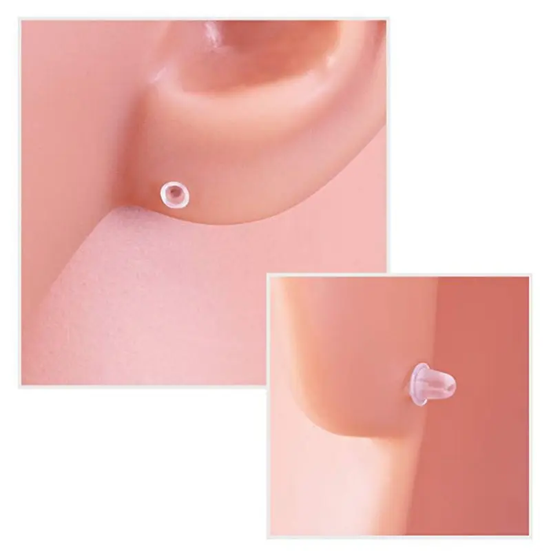 

50 Pairs Invisible Plastic Blank Earrings Pins Post with Silicone Earring Backs