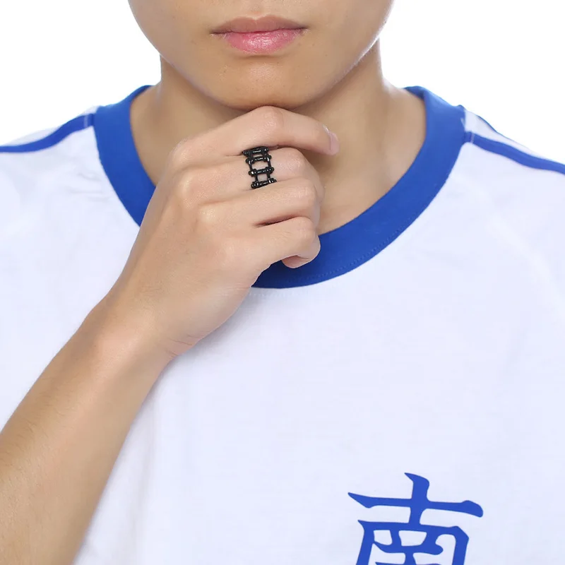 

NHGBFT Punk Rock Bicycle chain Ring for Men Black Stainless Steel Bicycle Link Ring Male Jewlery