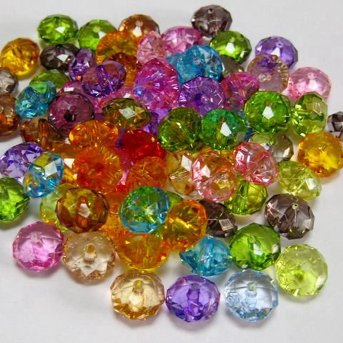 

200 Mixed Colour Transparent Acrylic Faceted Bicone Spacer Beads 10X10mm