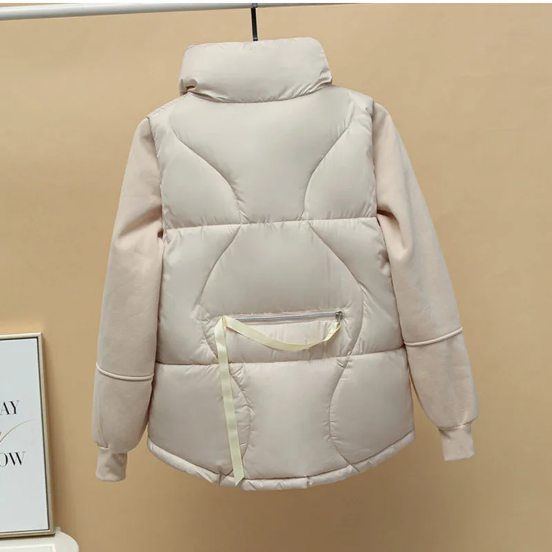 Женский короткий жилет зимний теплый винтажный пуховик из хлопка утепленная