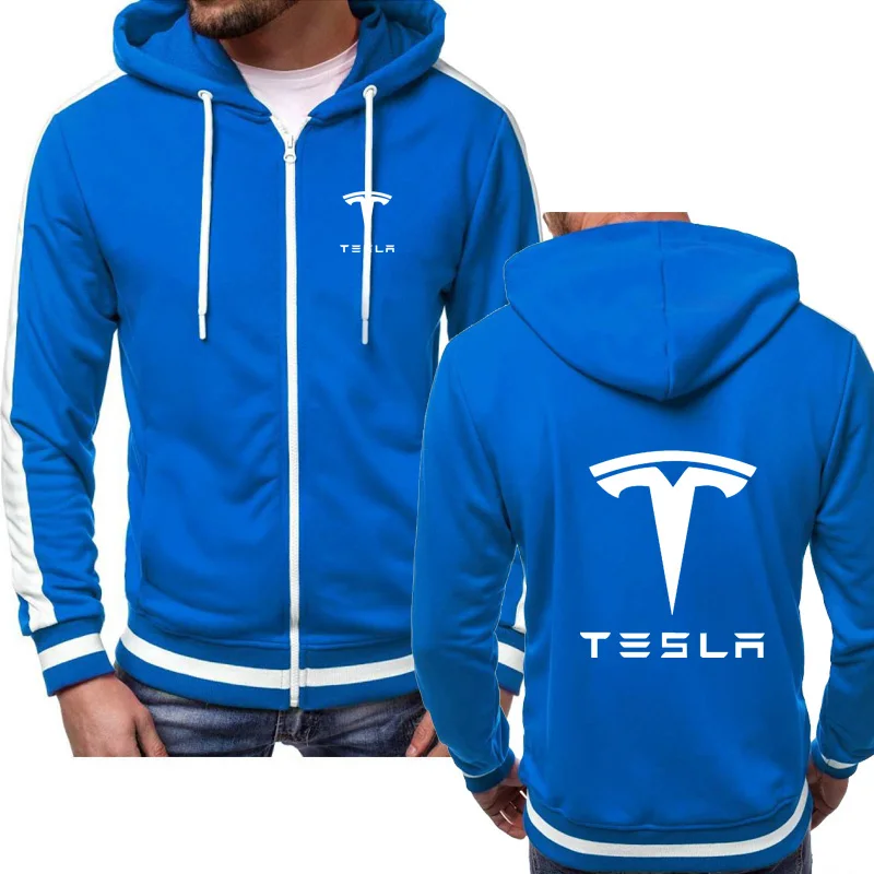 

hoodies Mens for Tesla Car Logo Print fashion Casual Hip Hop Harajuku Long Sleeve Hooded zipper Jacket Man Hoody Clothing