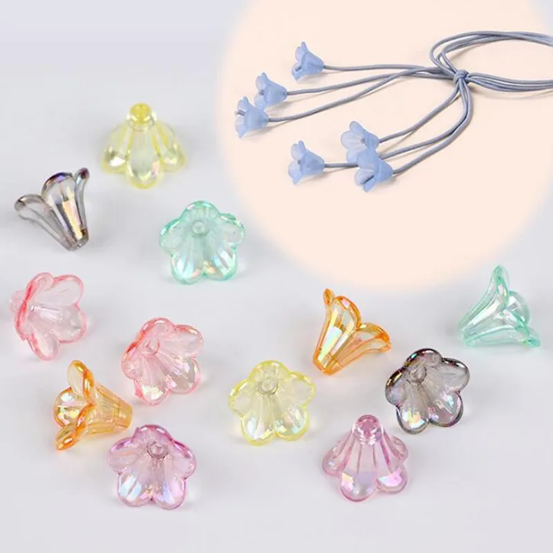 Разноцветные акриловые бусины в форме лепестков комплектующие для ювелирных