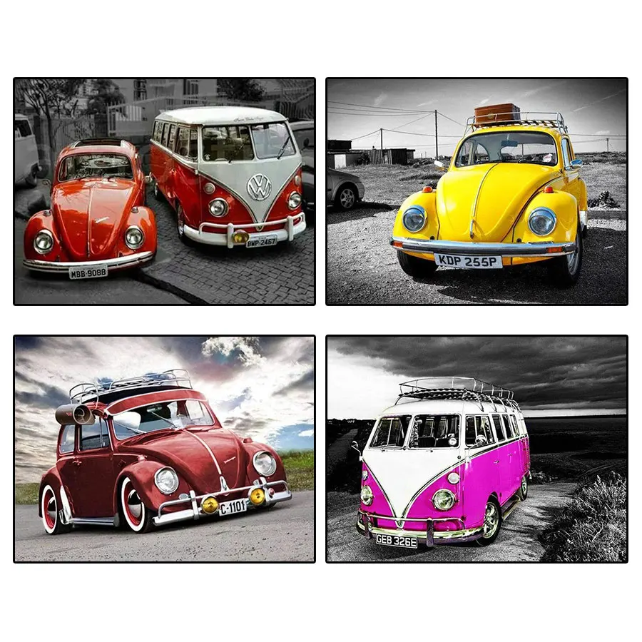 

Картина из страз 5d Red Car Travel, мозаика из квадратных страз с полным заполнением, для домашнего декора