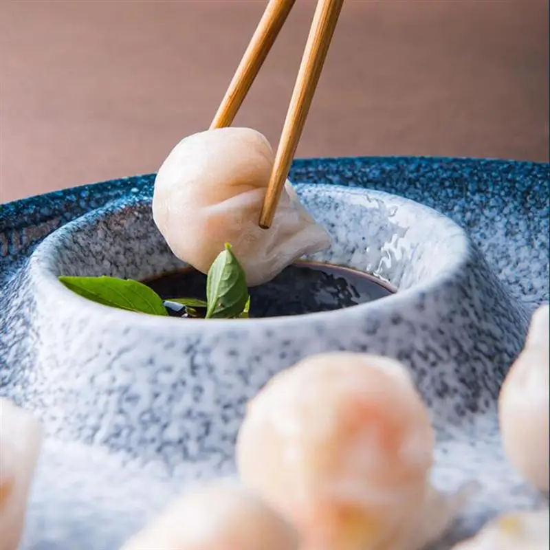 Ceramic Dumpling Dinner Plate Round Serving Dish Practical Service With Dipping Saucer | Дом и сад
